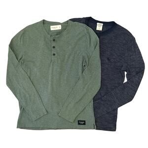 Abercrombie & Fitch Henley Shirt Lot of 2 Mens S Blue Green Moose Muscle Bundle